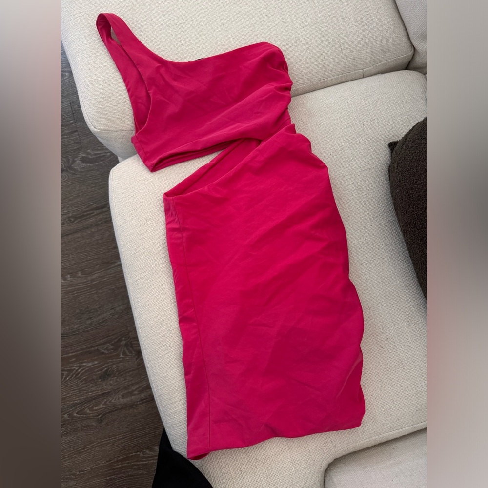 Zara hot pink short dress, cut outs, S
